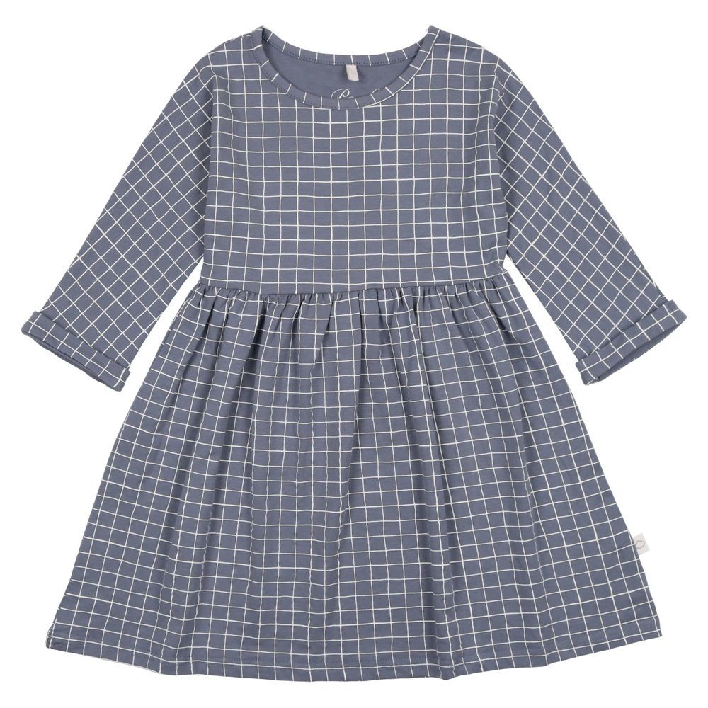 Pouf Baby's Grid Dress 3/4 Sleeve